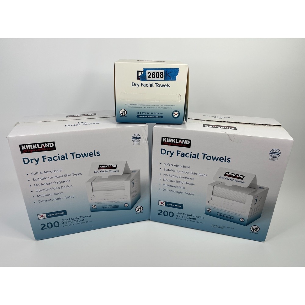 Kirkland Signature Dry Facial Towels 450 Count Soft Absorbent Fragrance Free